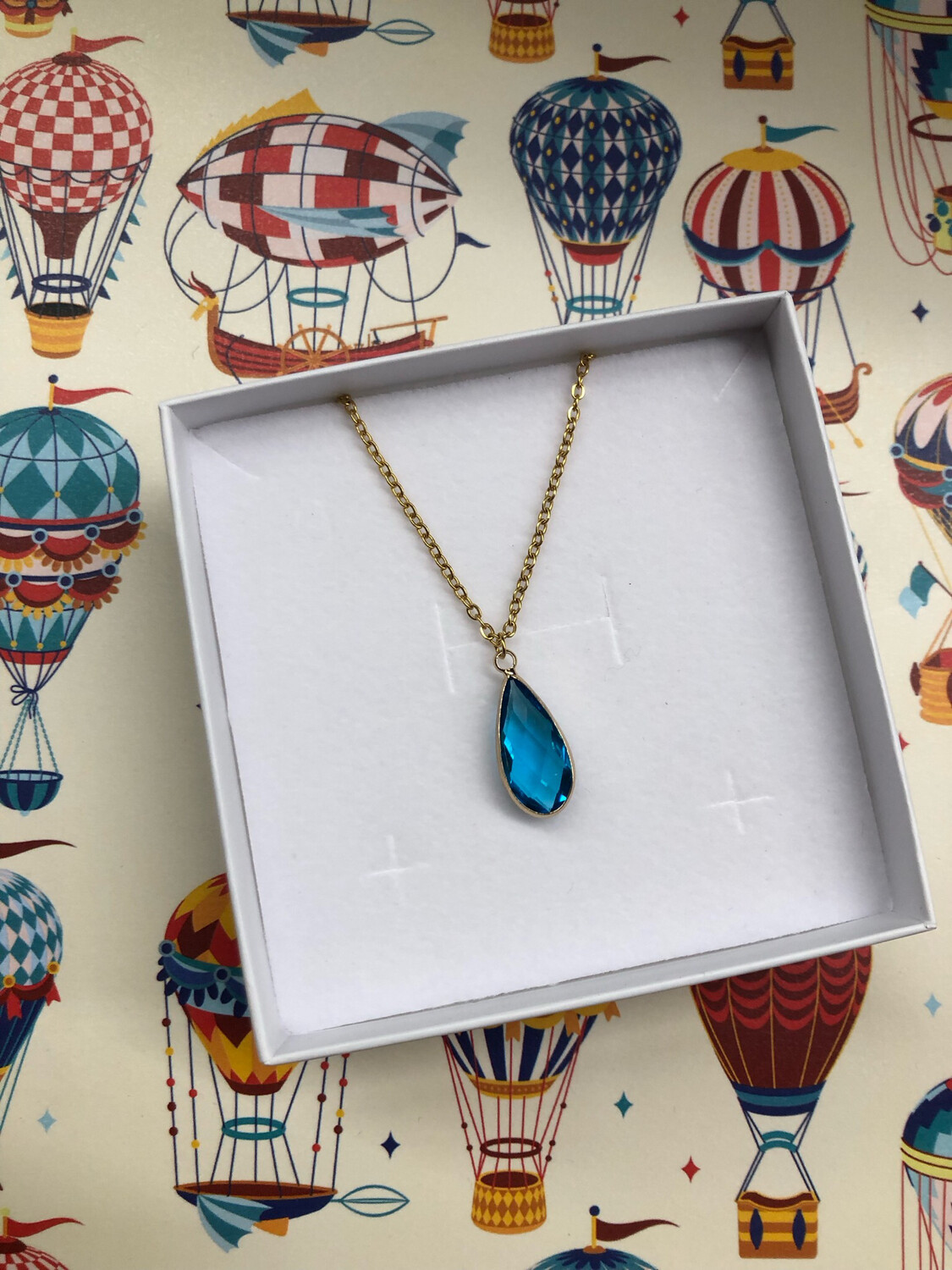 Collana cristal drop Aquamarina