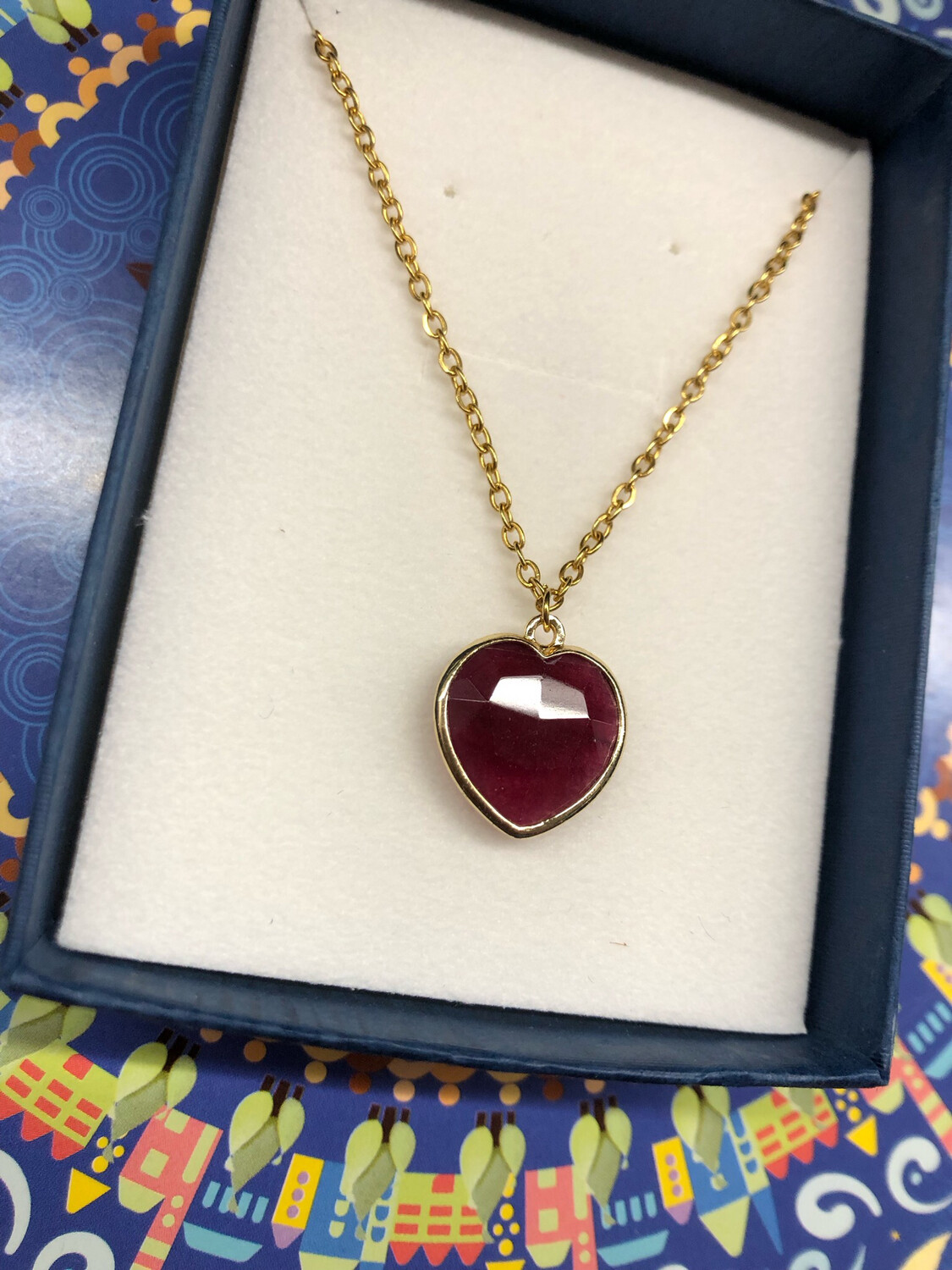 Collana cuore in Granato naturale