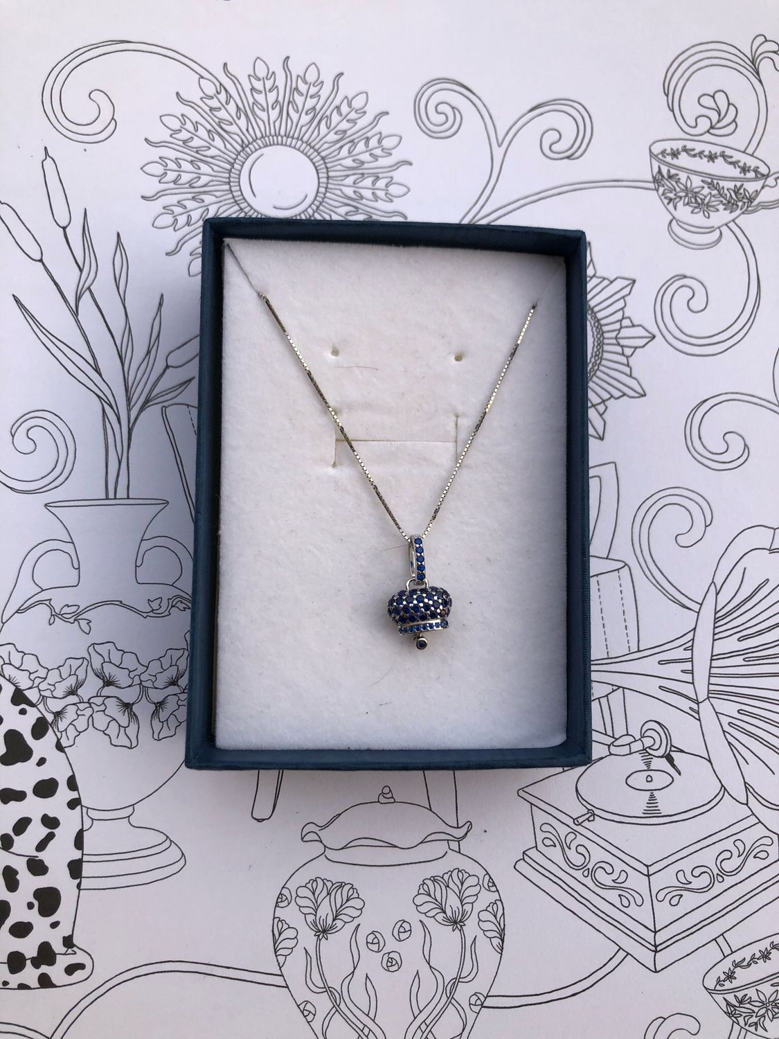 Collana Campanella strass blu argento 925