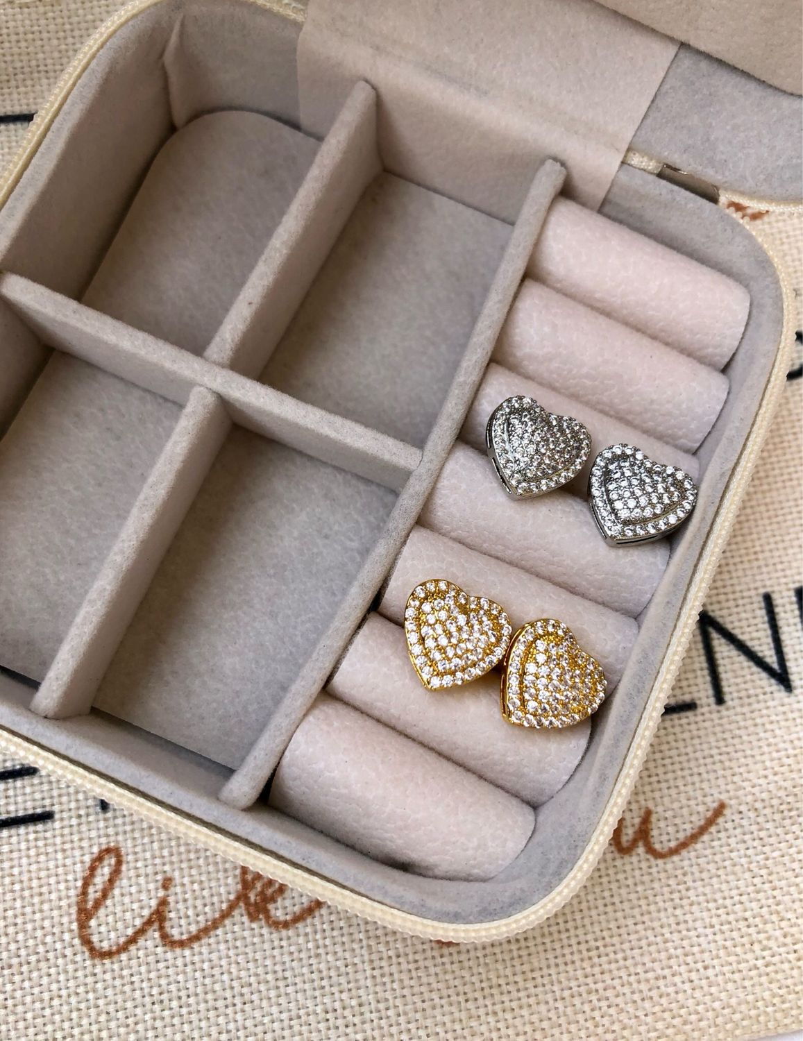Orecchini cuore strass