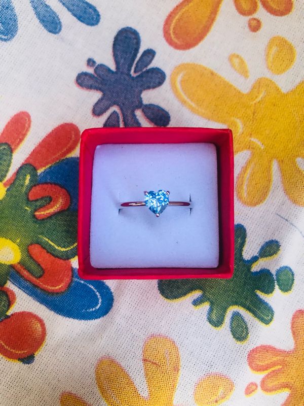 Anello cuore azzurro 925