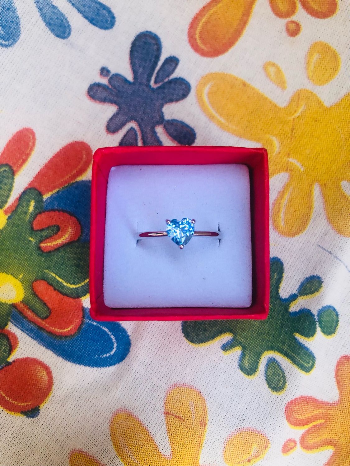 Anello cuore azzurro 925