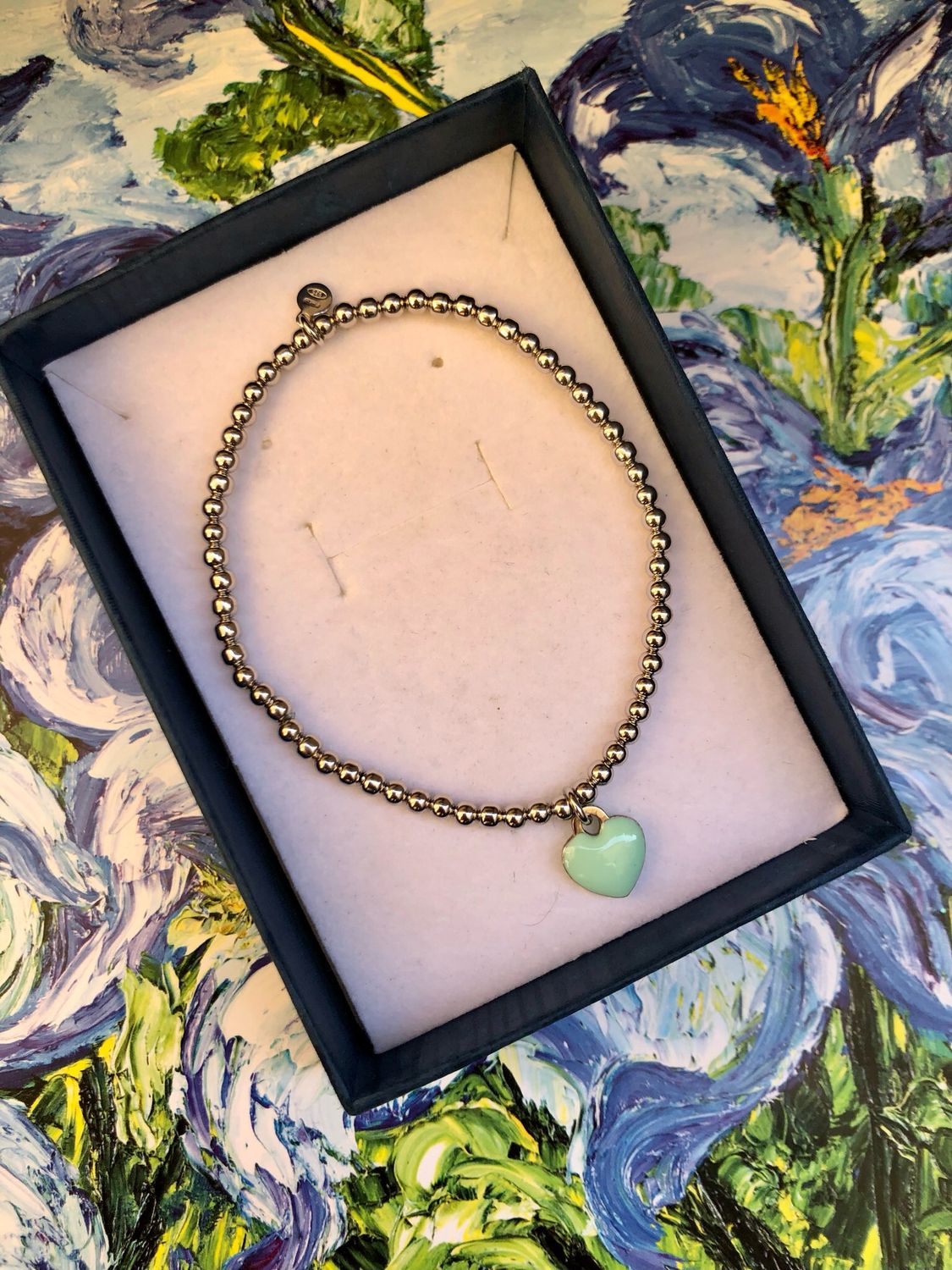 Braccialetto con cuore azzurro Tiffany argento 925