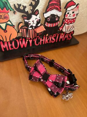 Collarino tartan fucsia + charme natalizi