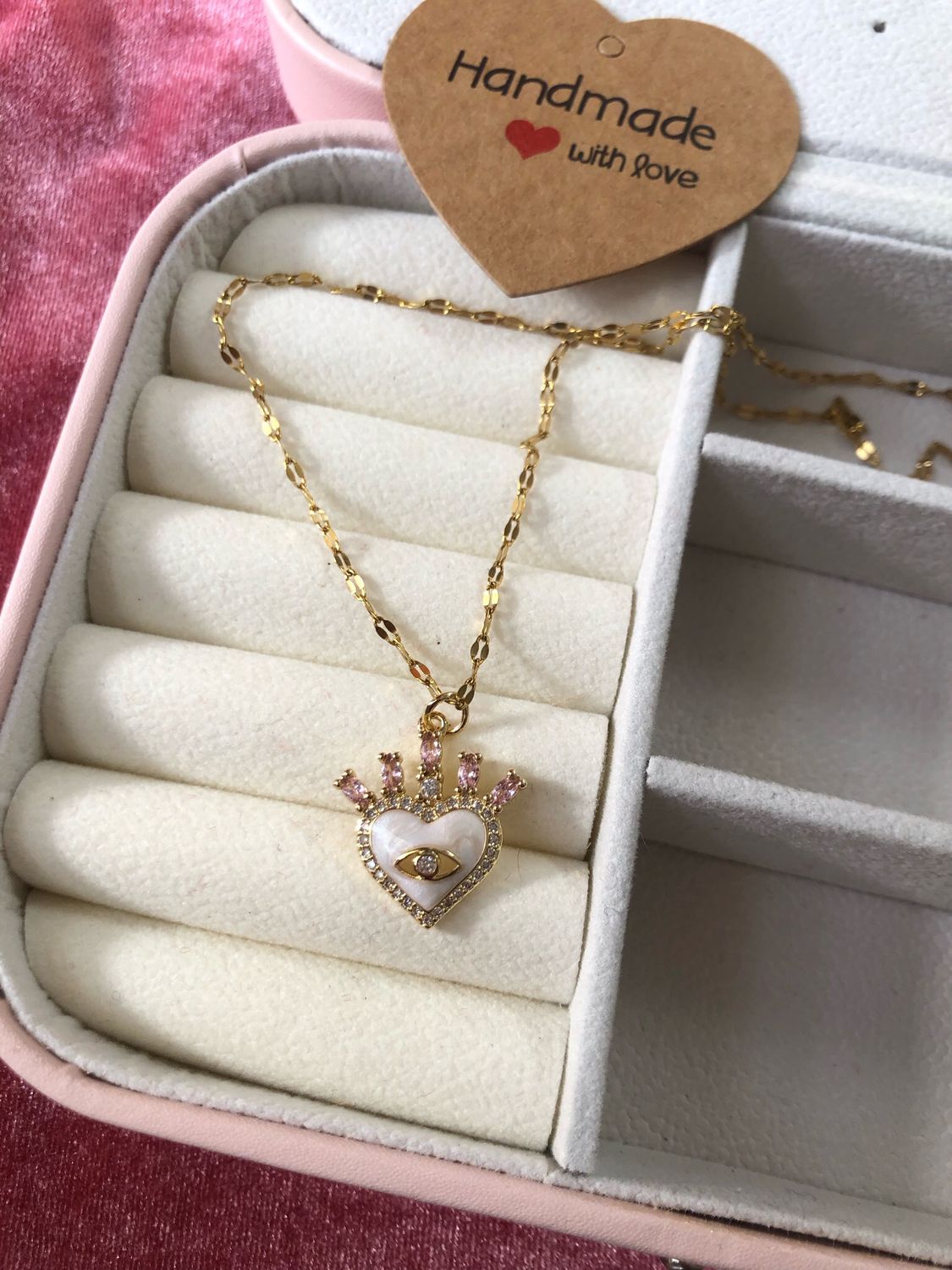 Collana cuore occhio bianco con occhio