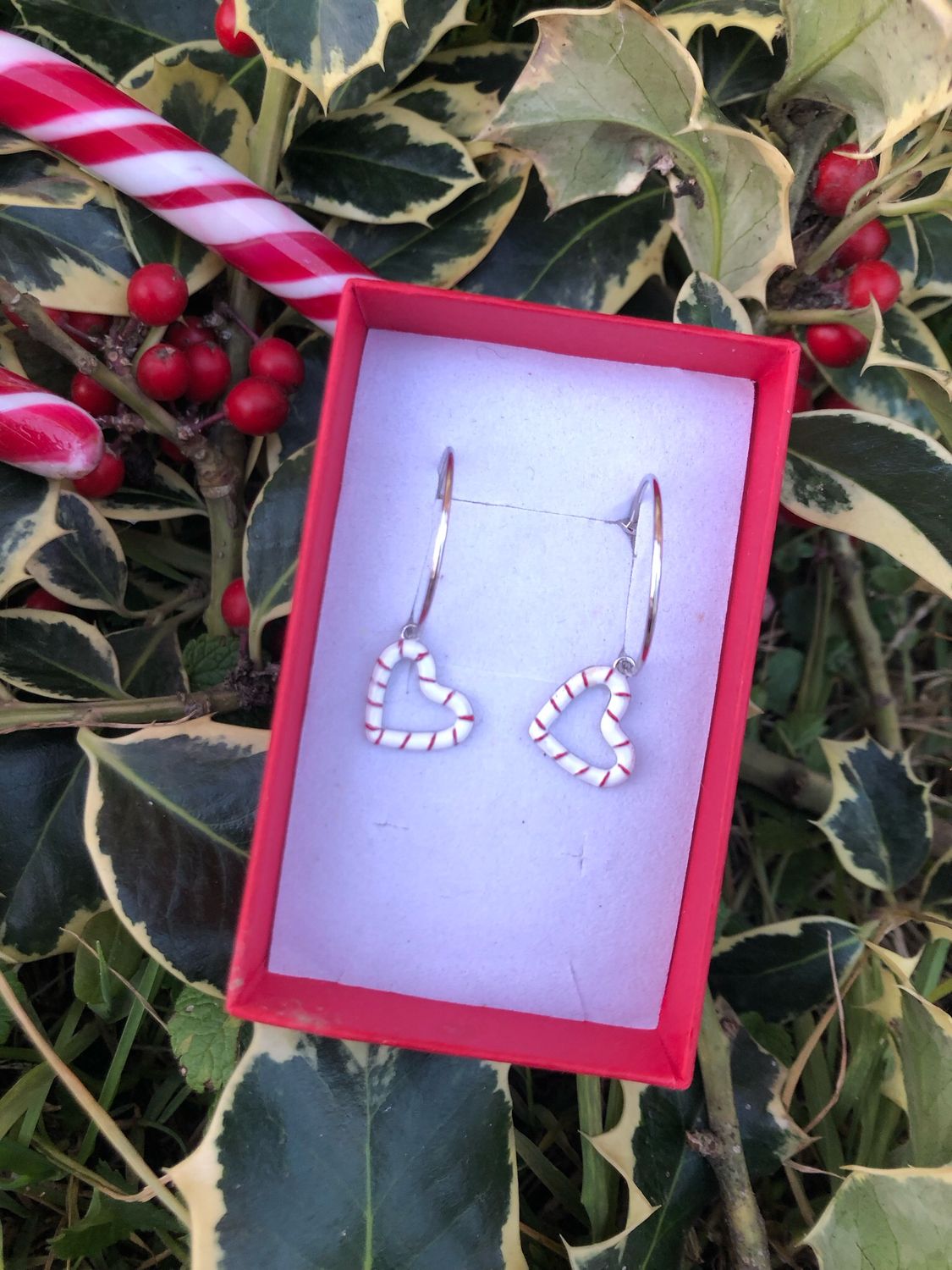 Orecchini Candy Cane Heart argento 925