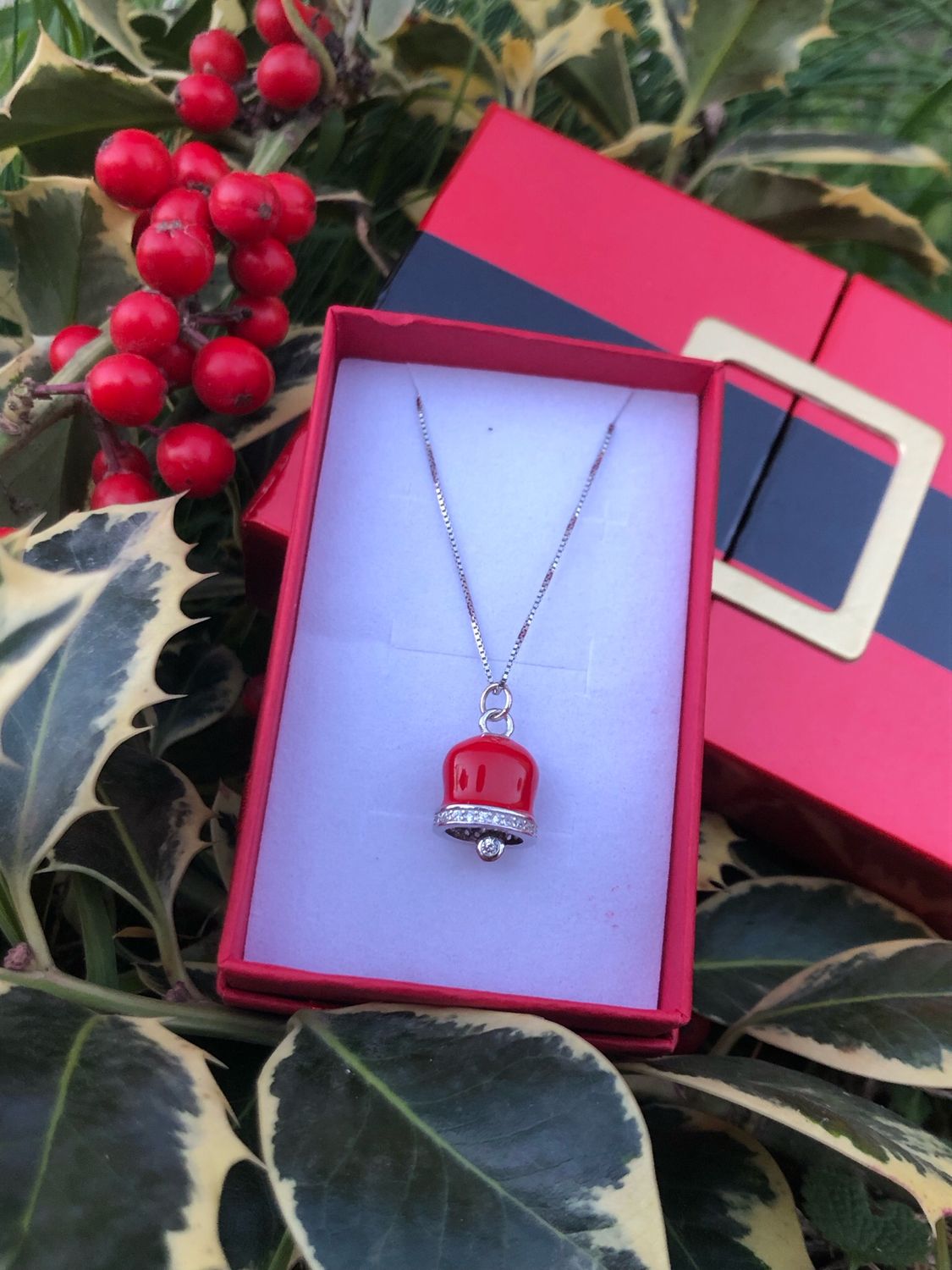 Collana campanella rossa in argento 925