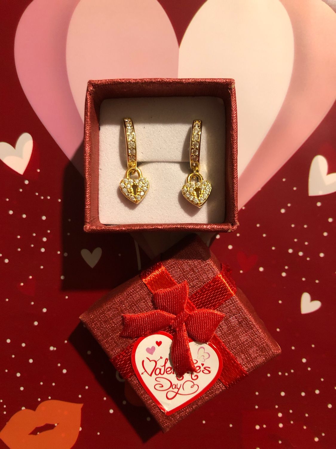 Orecchini cuore lucchetto gold