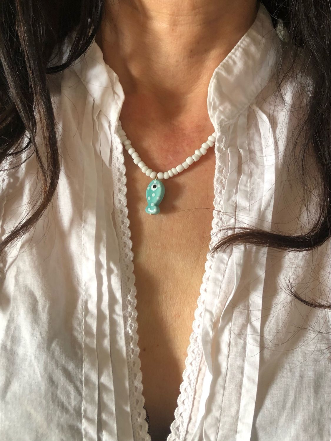 Choker white and fish pois 🐟