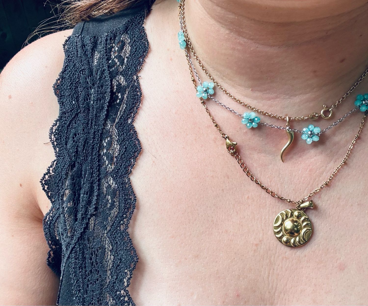 Collana margherite azzurre