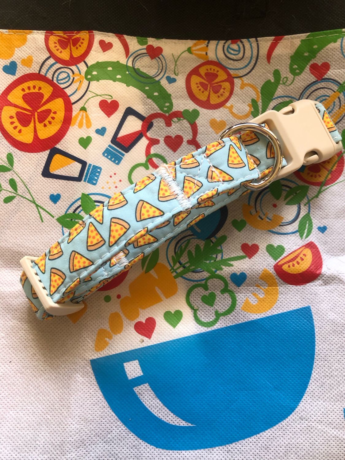 Collare Cane azzurro con pizza 🍕