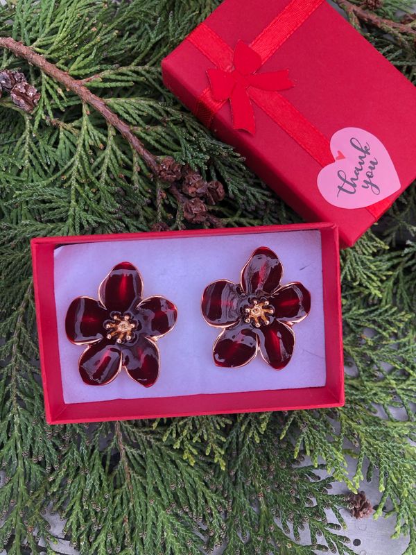 Orecchini Fiori Bordeaux