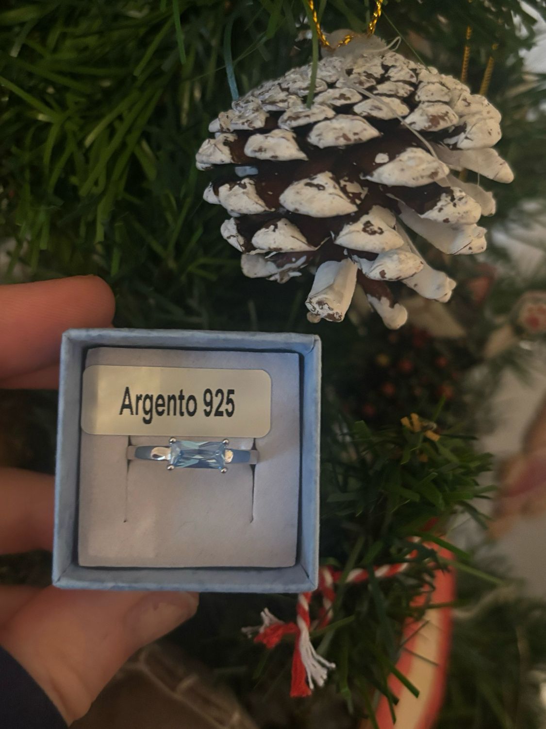 Anello Baguette Zircone azzurro argento 925