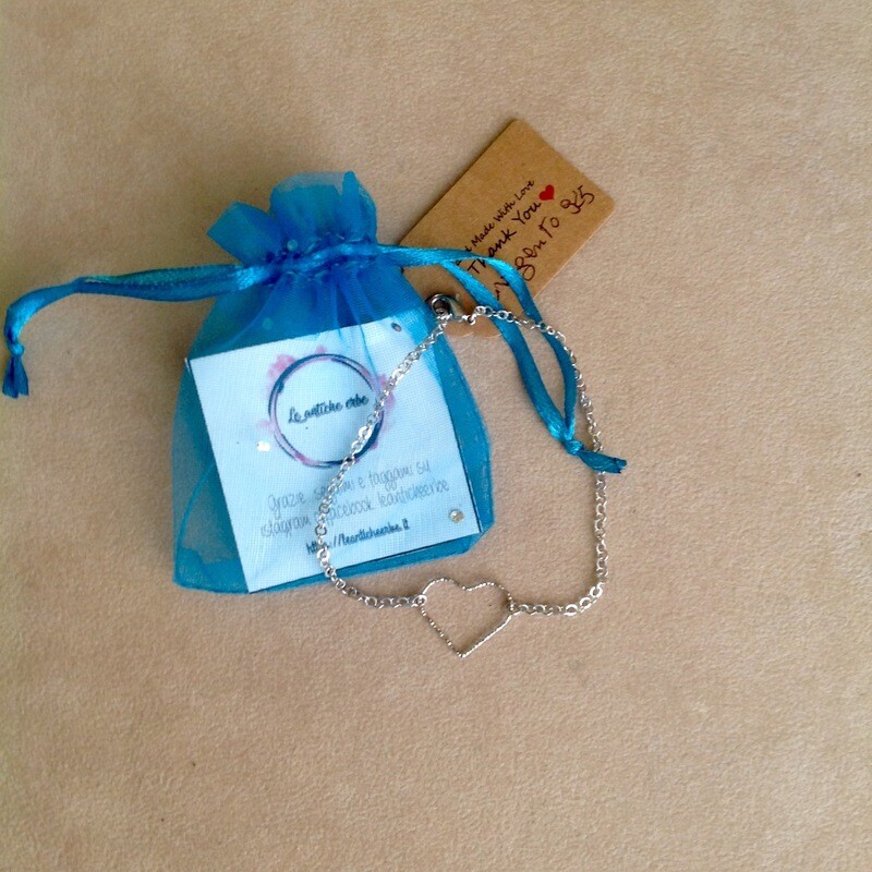 Braccialetto con cuore diamantato in argento 925