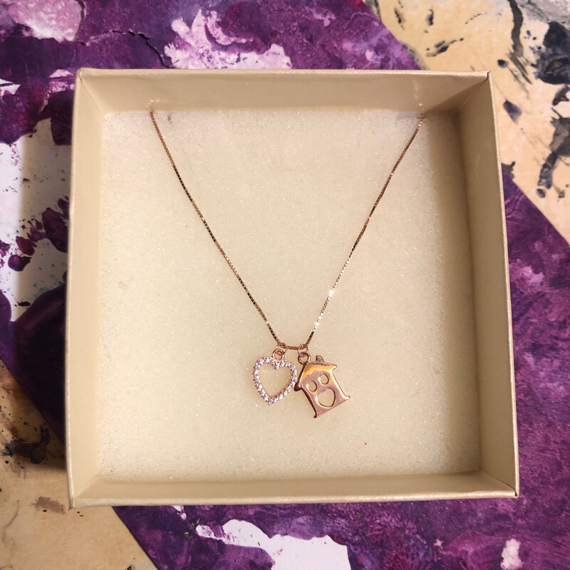 Collana casa e cuore argento 925 rosé