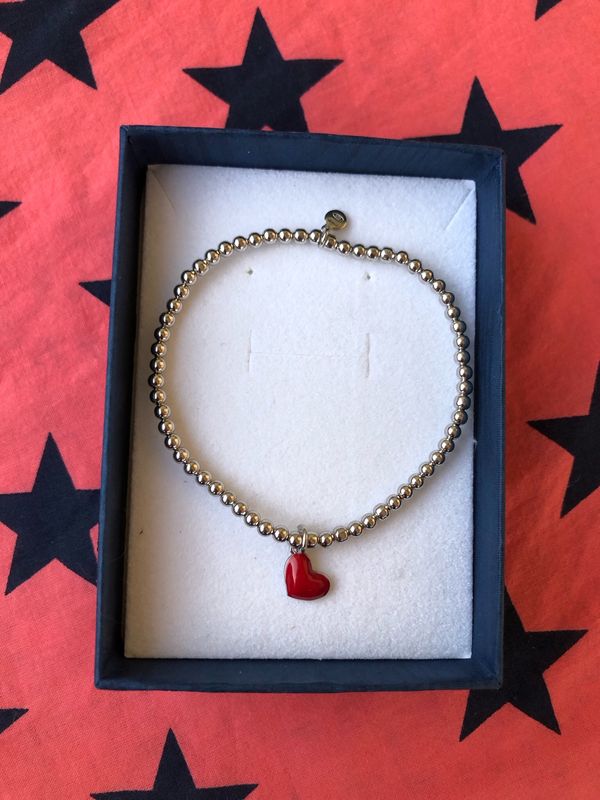Braccialetto cuoricino rosso in argento 925