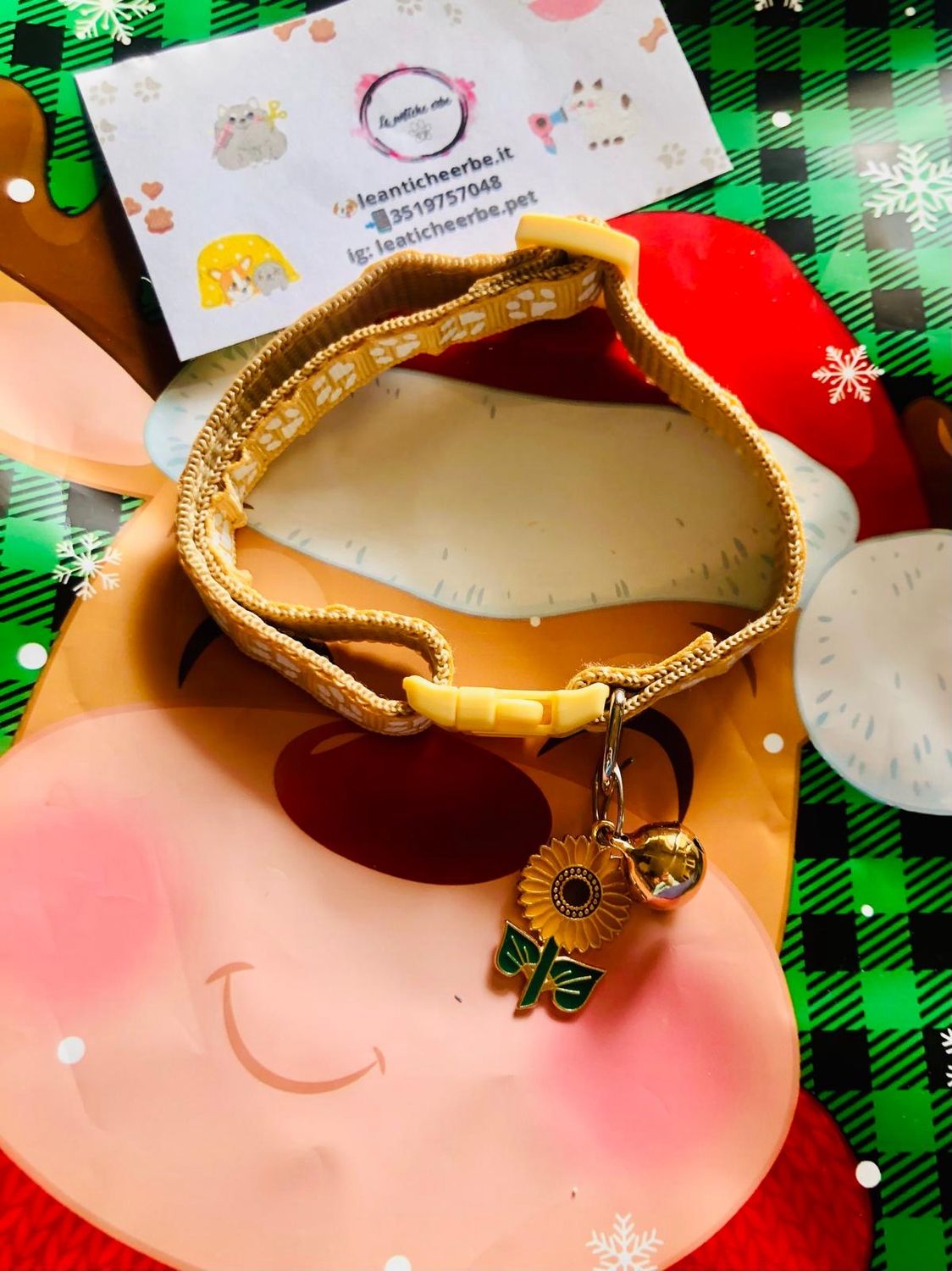 Collare gatto/cagnolino beige con zampette 📔🐾