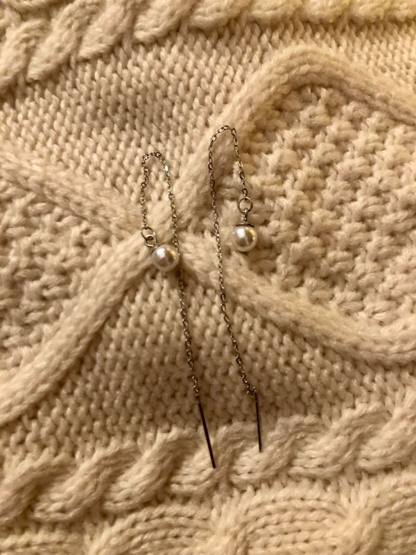 Orecchini saliscendi con perla di fiume