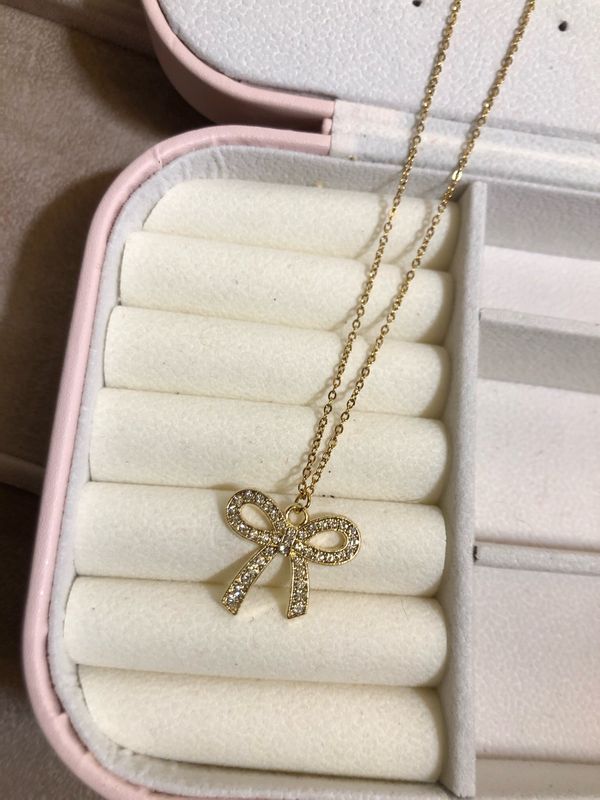 Collana fiocco strass gold