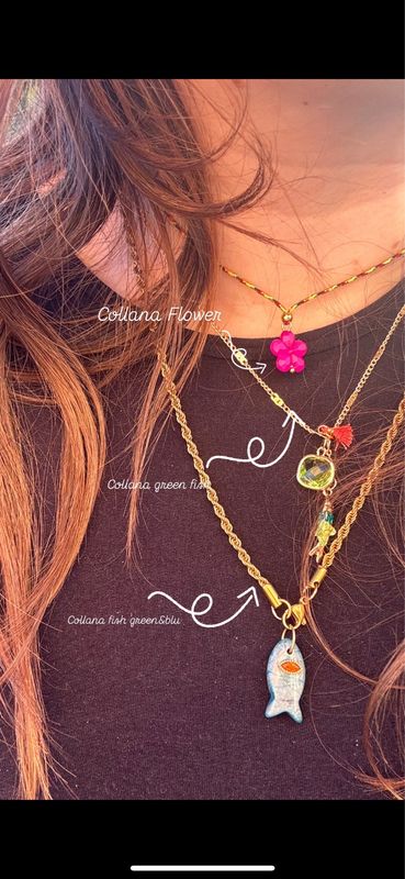 Collana fish green&amp;blue