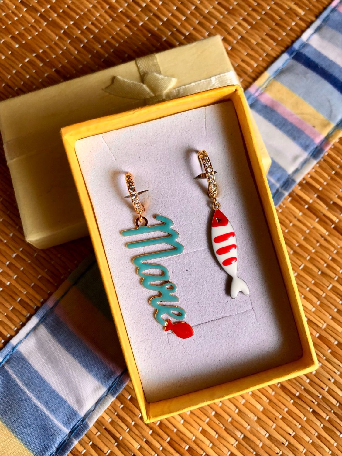 Orecchini scritta mare azzurra 🌊