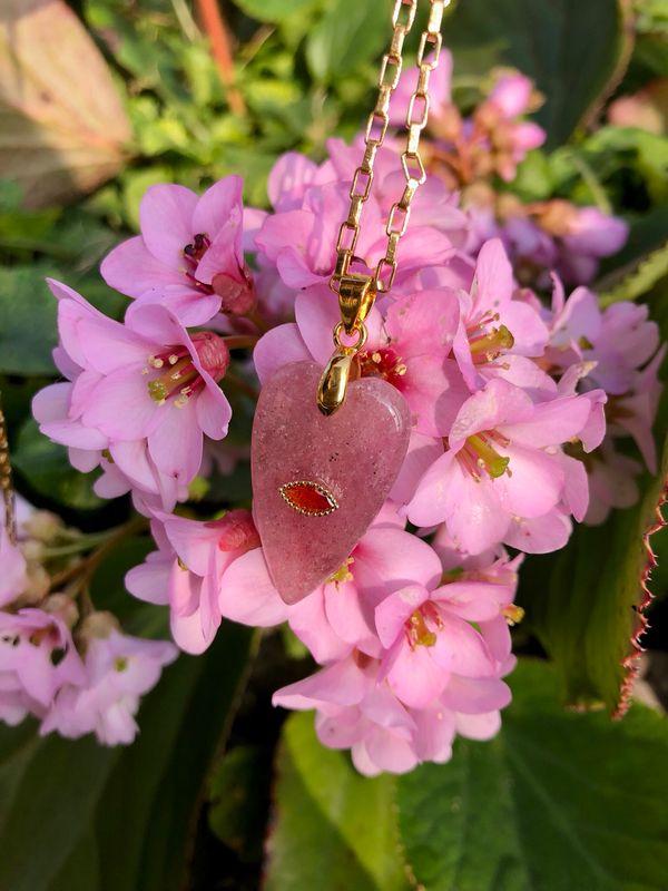 Collana Cuore Quarzo Rosa