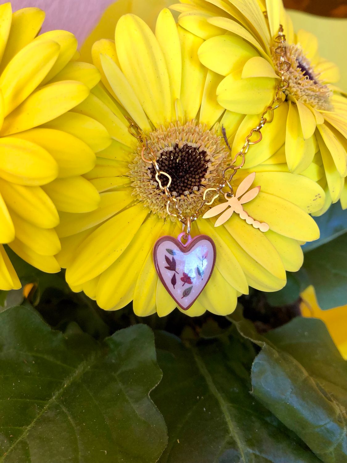 Collana cuore e libellula