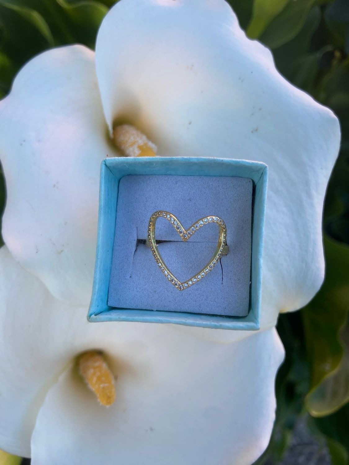 Anello love con zirconi in argento 925  gold