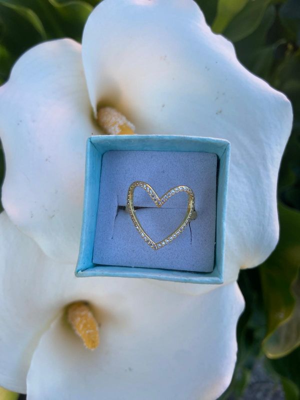 Anello love con zirconi in argento 925  gold