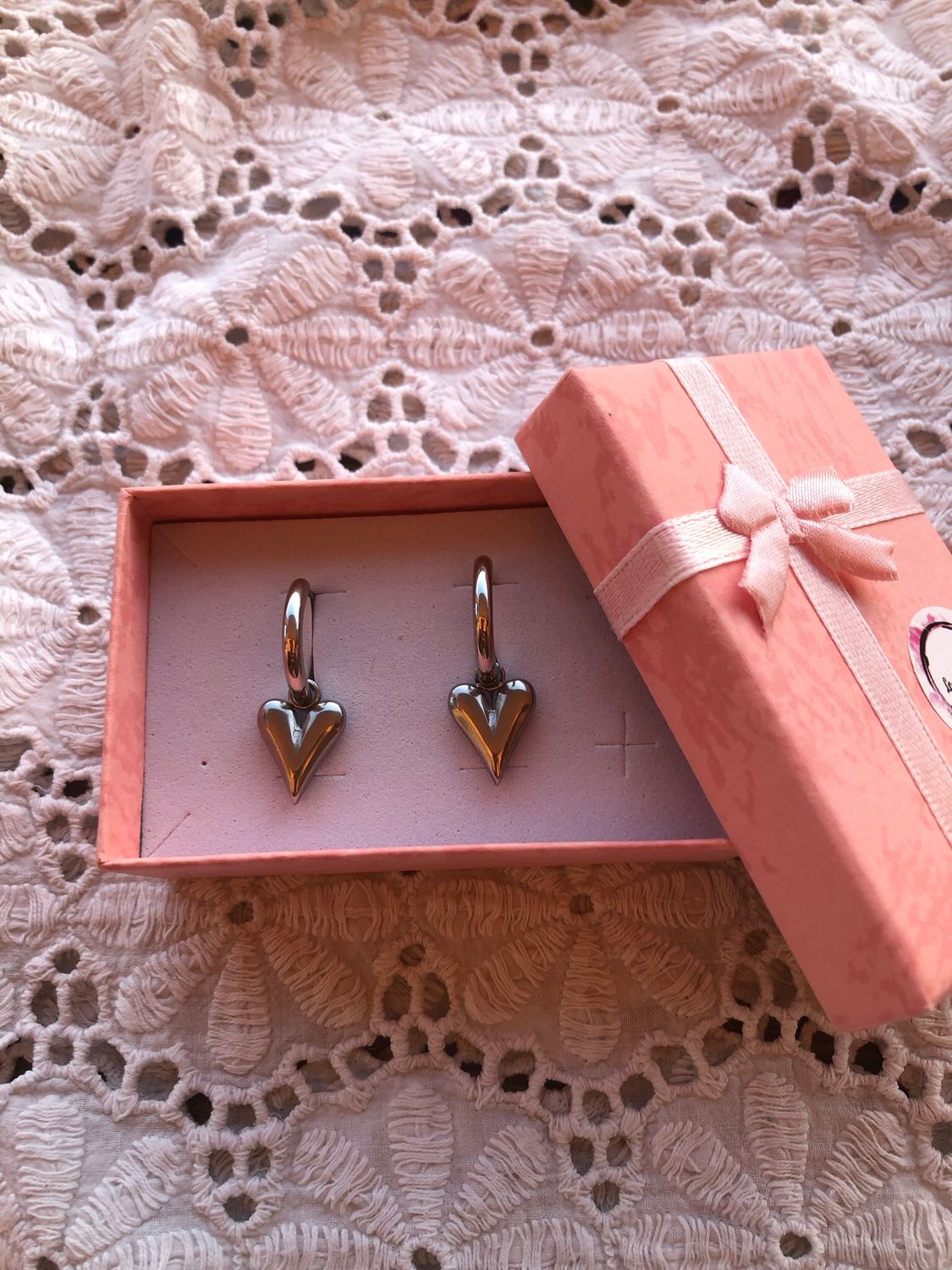 Orecchini cerchio Heart Silver