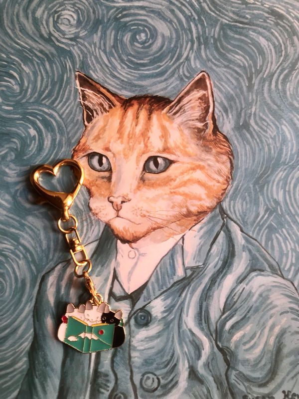Portachiavi Gattini con libro azzurro