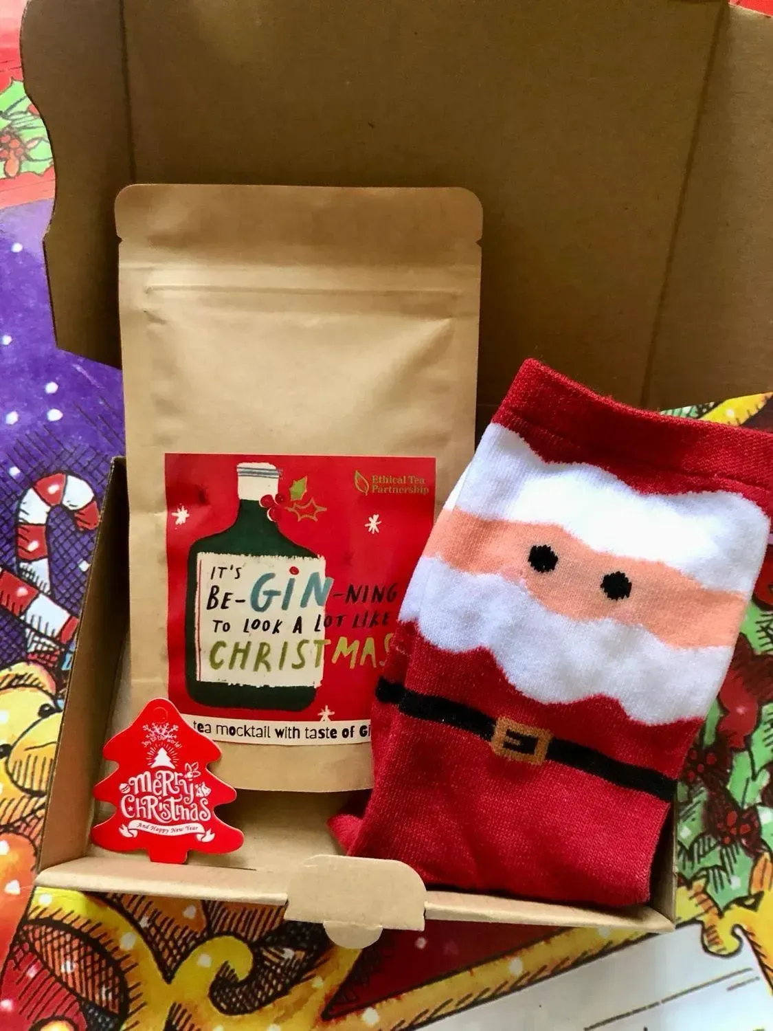 box te al gin e calze natalizie