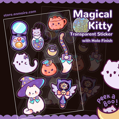 Magical Kitty Transparent Holo Sticker
