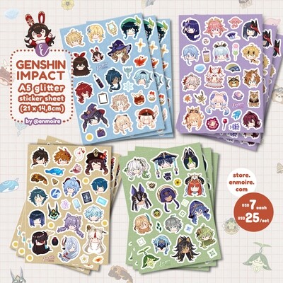 Genshin Impact A5 Glitter Sticker Sheet