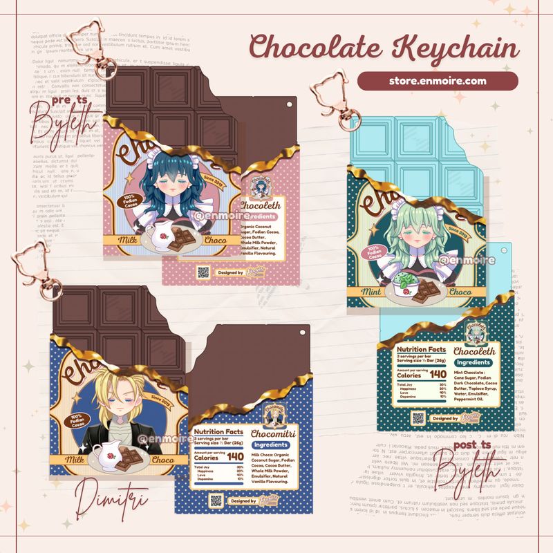 FE3H Dimitri and Byleth Chocolate Keychain