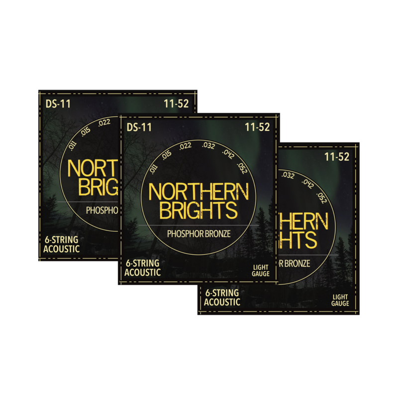 3 SETS: Northern Brights DS-11 | Phosphor Bronze Acoustic Guitar Strings | 11-52