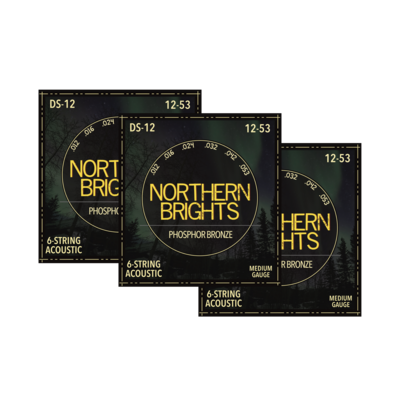 3 SETS: Northern Brights DS-12  | Phosphor Bronze Acoustic Guitar Strings | 12-53