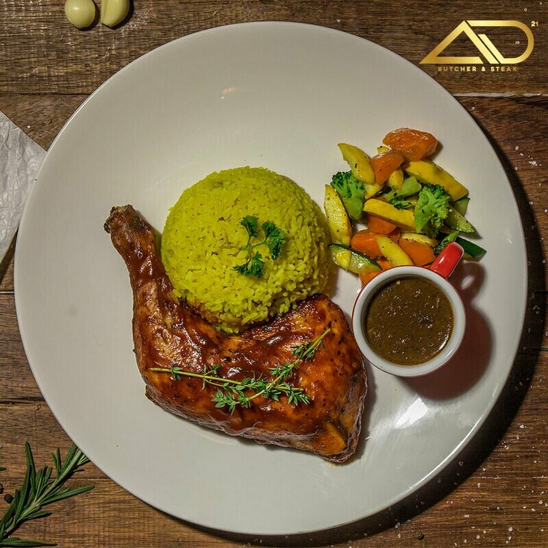 BBQ Chicken Leg With Butter Rice