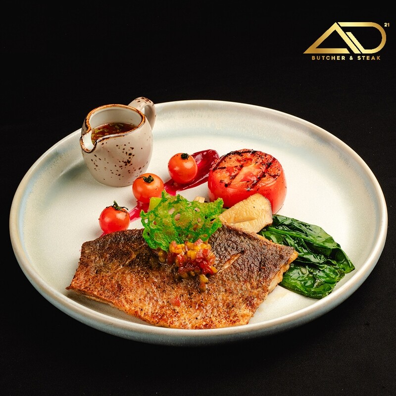 Pan Seared Sea Bass with Thai Sauce