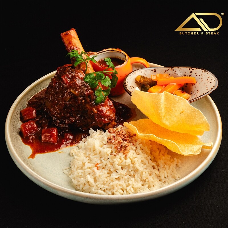 Braised Lamb Shank with Butter Rice