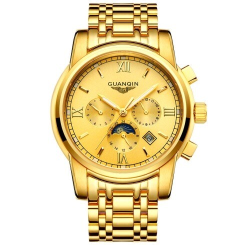 Crown Qin hollow automatic mechanical watches brand genuine 18K gold watches luminous multi-function