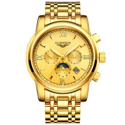 Crown Qin hollow automatic mechanical watches brand genuine 18K gold watches luminous multi-function