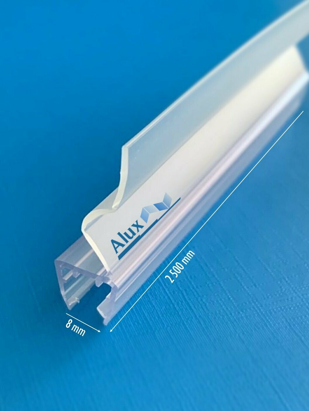 Perfil de junta de plástico (PVC) flexible | Cristal: 8 mm | Largo: 2.500 mm