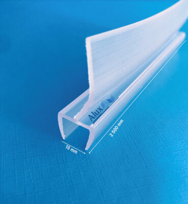 Perfil de junta de plástico(PVC) forma de i Cristal: 10 mm| Largo: 2.500 mm