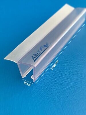 Perfil de junta de plástico (PVC) simple | Cristal: 10 mm|aleta de 12 mm Largo: 3.000 mm