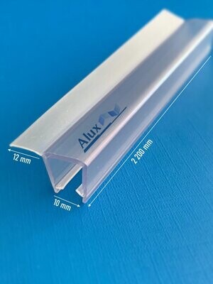 Perfil de junta de plástico (PVC) simple | Cristal: 10 mm| Largo: 2.200 mm con aleta de 12mm