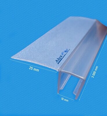 Perfil de junta de plástico (PVC) especial con aleta flexible de 25 mm | Cristal: 10 mm| Largo: 3 000 mm