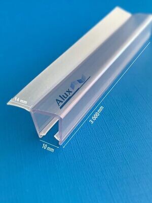 Perfil de junta de plástico (PVC) simple | Cristal: 10 mm|aleta de 14 mm Largo: 2.500 mm