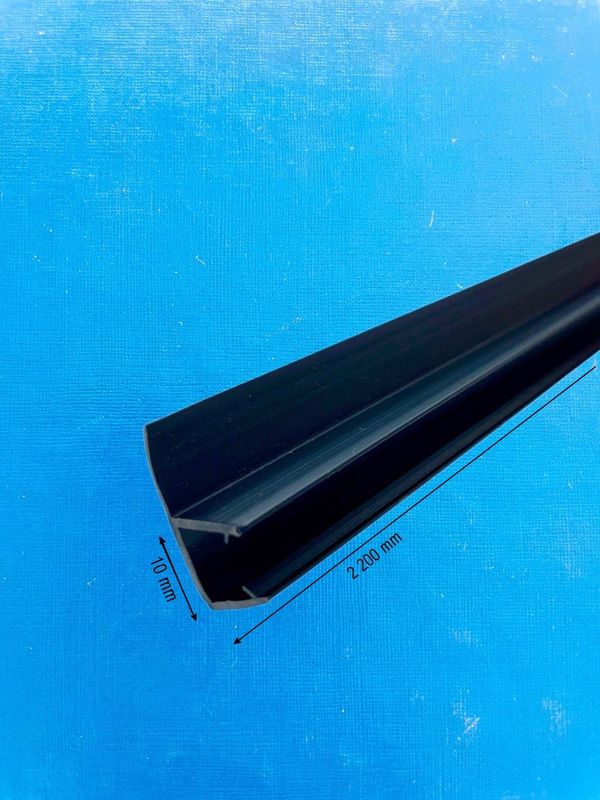 Perfil de junta de plástico (PVC) simple |negro| Largo: 2.200 mm con aleta de 12mm