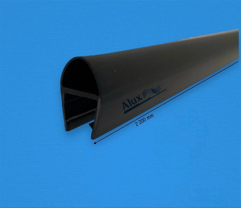 Perfil de junta de plástico(pvc) en negro en forma de burbuja |Cristal de 8 mm| Largo: 2.200 mm